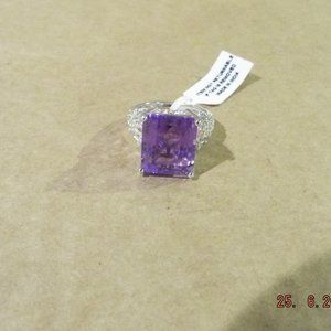 Lavender Alexite Quartz Ring in Platinum Bond Bras